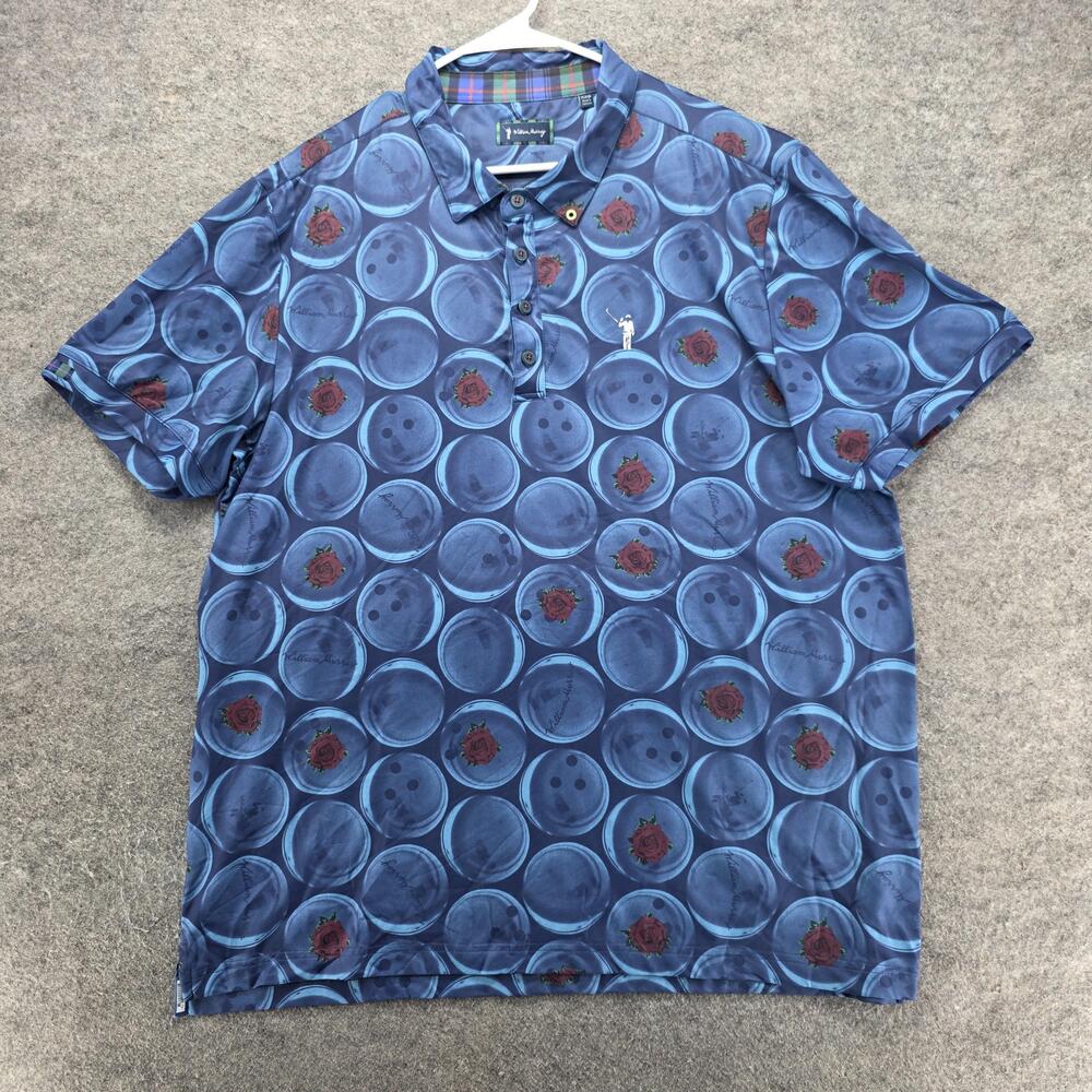 William Murray Polo Shirt Mens XL Blue Graphic Print Golf Polyester Spandex